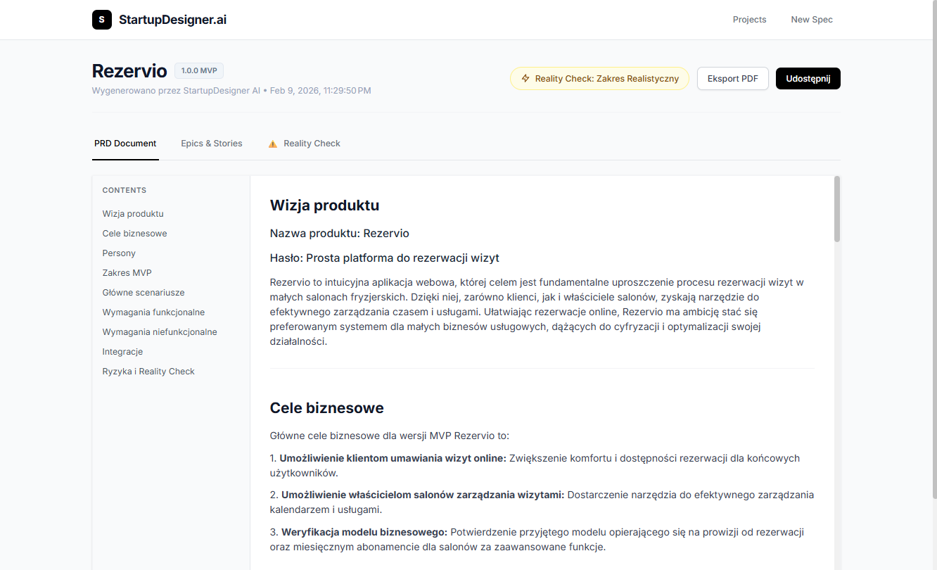 StartupDesigner.ai Experience
